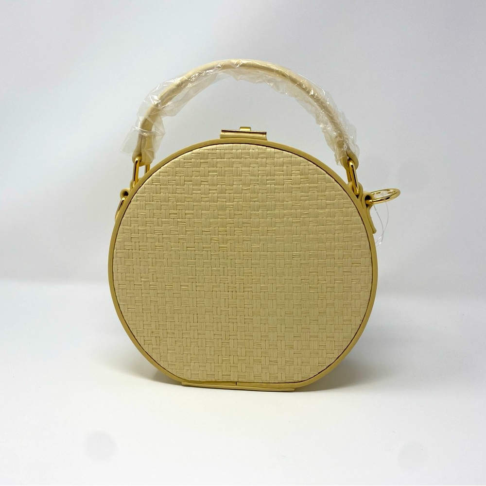 JustFab Rattan Canteen Crossbody, Natural